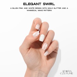 ADORA COUTURE Semi Cured Gel Nail Strips Kit - 30pcs Uv Gel Nail Stickers - Gel Nail Wraps - Gel Stickers for Nails Uv Light Required (Elegant Swirl)