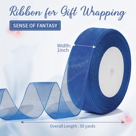 3PCS Blue Ribbon for Gift Wrapping 1 Inch 150 Yards Christmas Ribbon for Christmas Tree Ribbons for Crafts Ribbon Candy Tulle Ribbon Navy Blue Ribbon for Flower Bouquet Light Blue Ribbon Holiday