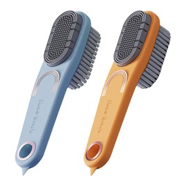 ZBKJYILF 2 Pieces Shoe Brush, Double-Sided, 3rd Gen, Comfortable Handle, Multi Cleaning Brush for Clothes, Kitchen (Blue, Orange)
