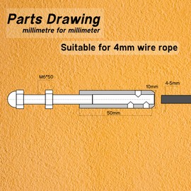 STFALI Wire Rope Terminal Screw Terminal for Wire Rope 4 mm - Pack of 4 - Wire Rope Tensioner Rope Tensioner Stainless Steel for Fixing Tensioning