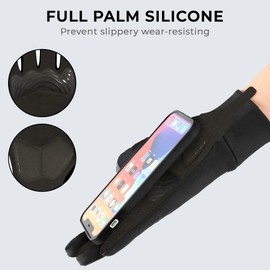 FDX Full Finger Winter Cycling Gloves, Thermal Warm, Water Resistant, Windproof, Anti- Shocking Gel Padded Palms, Touchscreen, Breathable, Anti-Slip Men Women, Racing, MTB, Riding, Running Black-XL