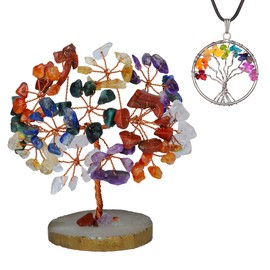 Chakra Tree of Life - Crystal Tree - Crystals and Stones - 7 Chakra Crystals - Aesthetic Room Decor - Feng Shui Money Tree - Home Office Decor - Spiritual Gifts for Women