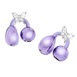 Purple Open Ear Jewellery Headphones Butterfly Earrings Wireless Bluetooth Ear Clip Air Bone Conduction Wireless Headphones Ear Clip with Rhinestone Earrings Decoration Air Line Bone Sound Headphones