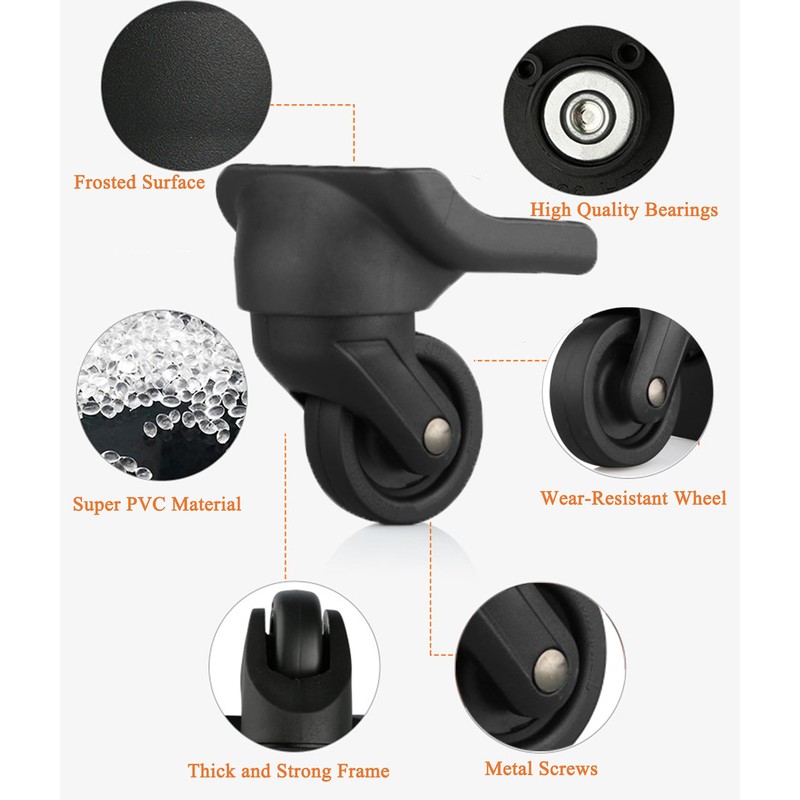 TarppedRock Luggage Wheels Replacement Set, 2 Pcs - Left &