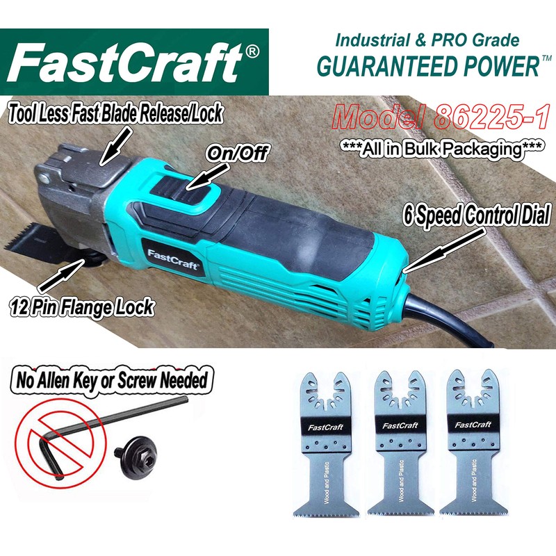 Oscillating Tool PRO Model 86225-1 (5.0A PEAK POWER Rated 2.4A/Keyless/6