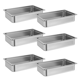 Garvee Full Size Steam Table Pans, 6-Pack 4 Inch Deep Restaurant Steam Table Pans Commercial, Anti-Jamming Hotel Pan Stainless Steel