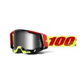 100% Racecraft 2 Mountain Bike & Motocross Goggles - MX and MTB Racing Protective Eyewear (Wiz - Mirror Silver Flash Lens)