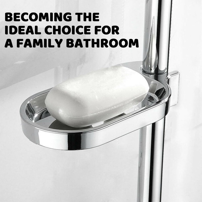 2 Pcs Shower Soap Holder,Dish for Tray,Clip-on Rail,Adjustable-Rust-Resistant with Grooved