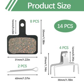 4 Pairs Bicycle Brake Pads, Disc Brake Pads for Shimano B01S B03S B05S MTB City Bikes, Brake Pads Bicycle Disc Brake Compatible with MT200 MT400 MT500, Includes Pins and Springs