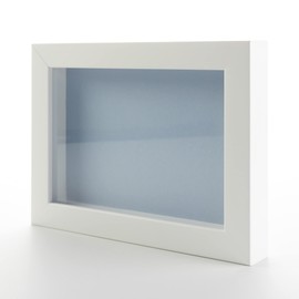 20x20 Shadow Box White Solid Pine Wood Display Frame with Blue Acid-Free Backing UV Acrylic & Hanging Hardware with 0.75" Usable Depth and 0.75" Frame Moulding Width