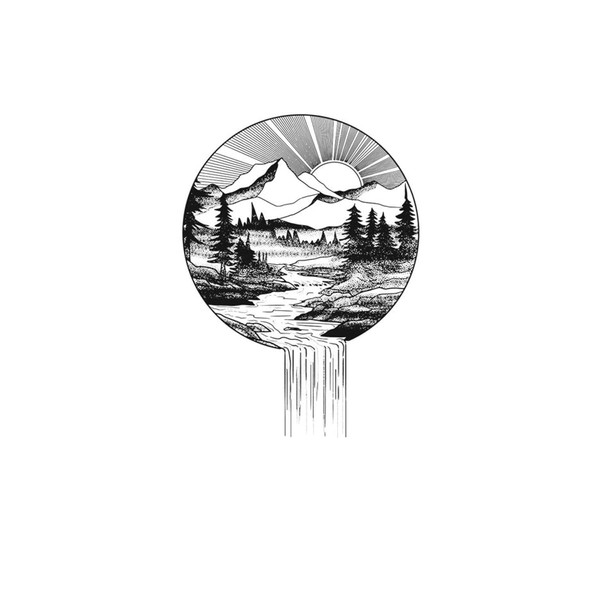 kobench Temporary Tattoos,Mountain View At Sunrise Exploding Cloth - K10