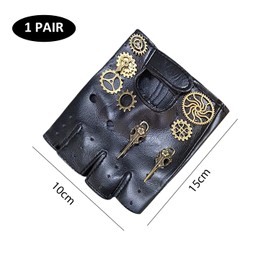 DAZZLUXE 1 Pair Steam Retro Gloves, Black Half Finger Gloves, Men's Driving Gloves, Men's Leather Gloves, Cycling, Thickened Gloves, Retro Gloves, Suitable For Outdoor Use, blue