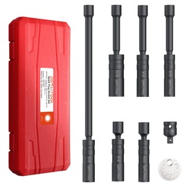 GETLITOOL 6PCS 3/8-Inch Drive Magnetic Swivel Spark Plug Socket Set, CR-V Spark Plug Socket with Size-marked for Repairing Car, 12 Point, Include 9/16-Inch, 5/8-Inch, 13/16-Inch, 14mm Socket