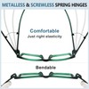 BFOCO Oversized Reading Glasses Metalless Screwless Spring Hinges for Men