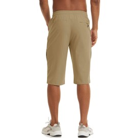 TACVASEN Hiking Shorts Men Quick Dry Outdoor Shorts Breathable Mountain Shorts with Pockets Cargo Shorts Leisure Travel Shorts, Khaki, 36