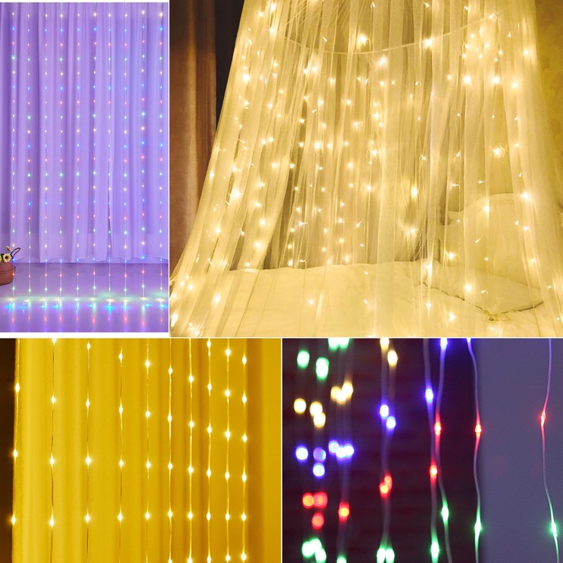 Clearhill 3 * 3Curtain String Lights 300LED Warm 8 Modes