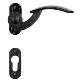GedoTec Door Handles Matte Black Antique | Tilly-R | 1 Door Handle Set - Design Handle Set Garden Gate Made of Wrought Iron | PZ Profile Cylinder | Door Fittings Interior Doors Handle Set Front Door