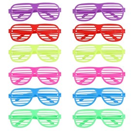 JNGTKL 12PCS Neon Glasses, Shutter Shades Glasses 80s 90s, Party Supplies Fancy Dress Glasses, Good-Look Novelty Glasses, Fancy Dress Glasses Party Accessories, Used for Various Parties ﻿