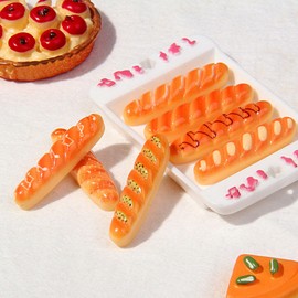 6-Piece 1/12 Scale Resin Miniature Bread Set - Hyper-Realistic Baguettes & Croissants for Dollhouse Kitchens, Model Train Scenes and Photography Props, Mini Bakery Decor