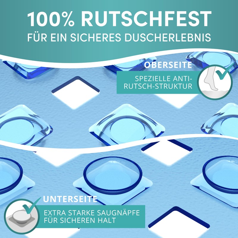 Engelbach® Non-Slip Shower Mat with Hanging Hooks, 53 x 53