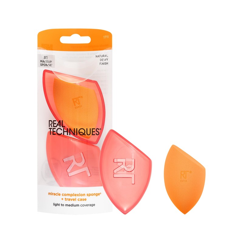 Real Techniques, Esponja Miracle Complexion con Estuche de Viaje, Esponja