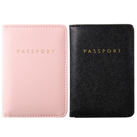 Weewooday 2 Pieces Bridal Passport Covers Holder Travel Wallet Passport Case (Pink and Black)
