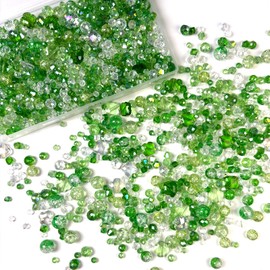 1000Pcs Glass Beads for Jewelry Making Crystal Beads for Bracelet Craft Necklace Earring Making Assorted Color 5 Style/Crackle Round/Briolette Faceted/Bicone/Cube/Four-Leaf Clover / 4 Size