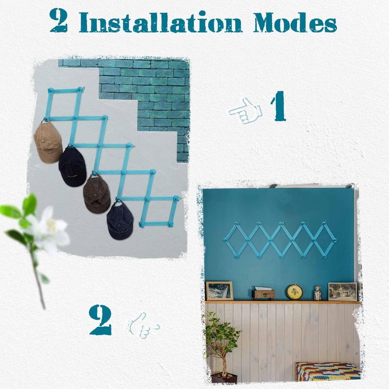 SCUNDA Beachy Coastal Wall Rack with 16 Hanging Hooks, Beach