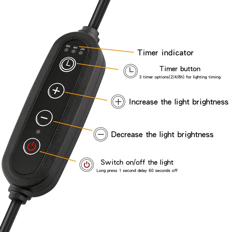 Lamp Dimmer Switch with Cord, Plug-in Dimmer 110-120V Indoor Timer