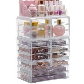 Sorbus Cosmetic Makeup and Jewelry Storage Case Tower Display Organizer - Spacious Design - Great for Bathroom, Dresser, Vanity and Countertop (Clear)