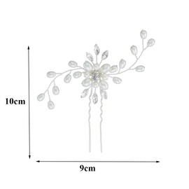 3Pcs U Shaped Diamond Hair Pins Rhinestone Wedding Hair Clips Bridal Pearl Hair Accessories for Women Girls Party Wedding(Silver)