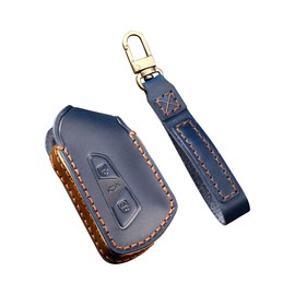 ontto key case fit for VW Volkswagen Golf 8 Seat Leon MK 8 Tarraco Ateca Skoda Octavia Leather remote Key Fob Cover Keyring Accessories key shell keychain key holder Blue