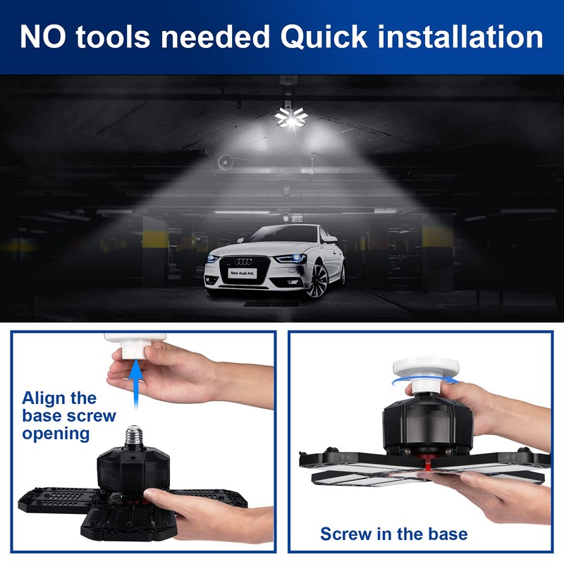 REHAVE Garage Lights Ceiling Led, 12 Panel Plug in Shop