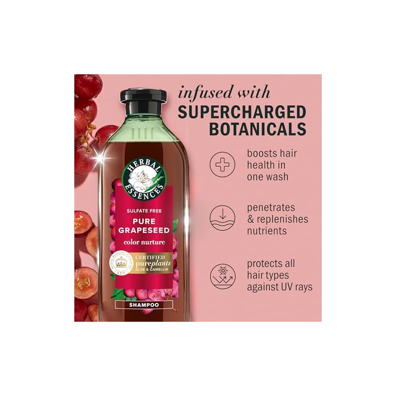 Herbal Essences Champú De Semilla De Uva Sin Sulfatos, 13,5