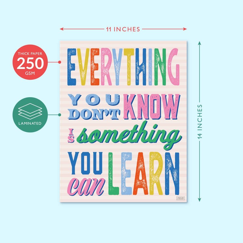 Set of 12 Motivational Growth Mindset Posters for Teachers &