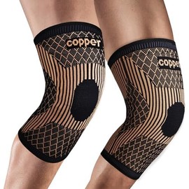 (1 par de rodilleras de cobre para mujeres y hombres - Rodilleras de cobre para dolor de rodilla y soporte - Manga de compresión de fibra de iones de 