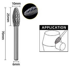 KangTeer 1/4" Shank Carbide Burr Bit,10mm Cutter Dia Torch Shape Double Cut Tungsten Carbide Rotary File Tool for Die Grinder Drill Bits