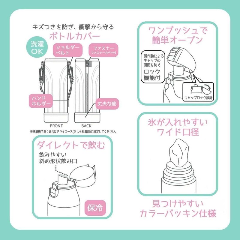 Skater P-KSDC10S-CU-A Stainless Steel Water Bottle Cap Unit Dark Blue