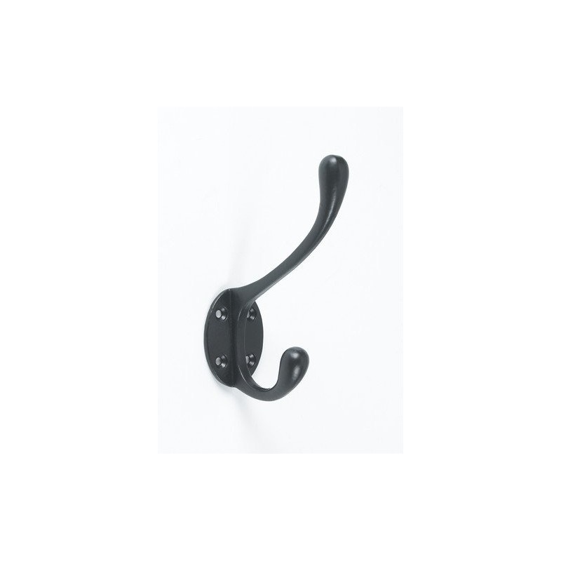Hastings Traditional Cast Iron Hat and Coat Hook (Black, Pack