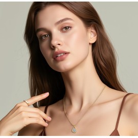 Reffeer Solid 925 Sterling Silver Cubic Zirconia Teardrop Pendant Necklace for Women Teens Sparkling Crystal Choker Necklace (B-18K Gold)