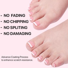 Dsixnails Pink Toe Nail Tips, 216pcs Short Press on Toenails for Women, Soft Toe Nail Press Ons, Square French Tip Toe Press on nails, Soak Off Acrylic Full Cover Fake Toenails Extension in 12Sizes
