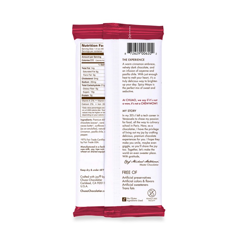 Chuao Chocolatier Spicy Maya Dark Chocolate Bars | Gourmet Cinnamon