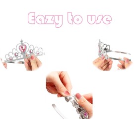 S & E TEACHER'S EDITION 60 Pcs Princess Pretend Play Dress Up Set 12 Crowns 12 Wands 24 Rings 12 Nacklaces Princess Jewelry Toys for girls Costume Party Accessories