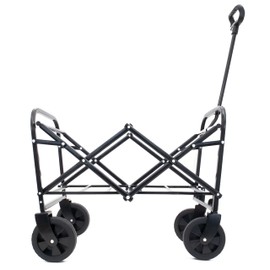 RockRain Heavy Duty Collapsible Wagon Cart: All-Terrain 6-Inch Wheels & 3-Pcs Liner Set - Foldable Utility Cart for Beach Picnics & Gardening - Lightweight Steel Frame & Extra Storage Pockets