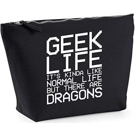 Hippowarehouse Geek life it's kinda like normal life but there are dragons printed make up cosmetic wash bag 18x19x9cm