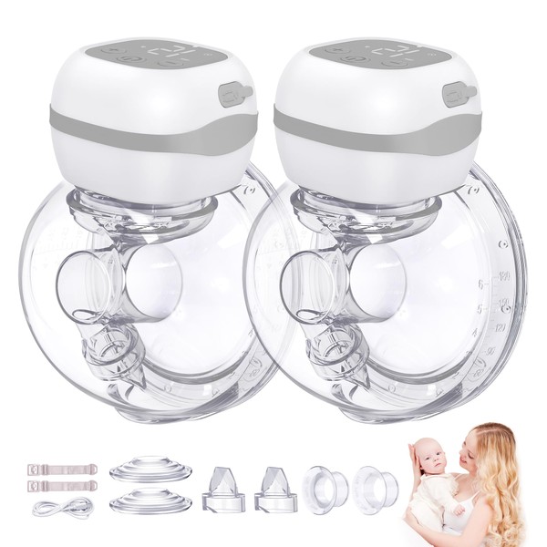 Jheppbay Double Electric Breast Pump Wearable, Portable Rechargeable Hands Free