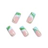 SINHOT Square Press on Nails Medium - Green White Crocodile