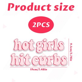 Qianeffort 2Pcs Funny Car Stickers,Weatherproof Hot Girls Hit Curbs Car Stickers Funny,Cute Car Stickers for Women,Vinyl Funny Bumper Stickers for Fashionable Ladies Driver Pink Car Accessories