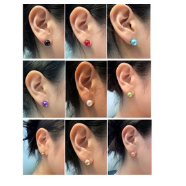 LEILE 12pairs colors Assorted Mixed Wholesale Lot Glass Pearl Earrings Studs Gift Set Stainless Steel Pin for Women