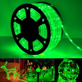 Jnaurb 50ft LED Rope Lights Outdoor, 360 LED Connectable and Flexible Tube Lights with 8 Modes, Waterproof LED Rope Lighting for Garden, Patio, Pool, Bedroom, Party, Indoor Outdoor Christmas Decor (Green)
